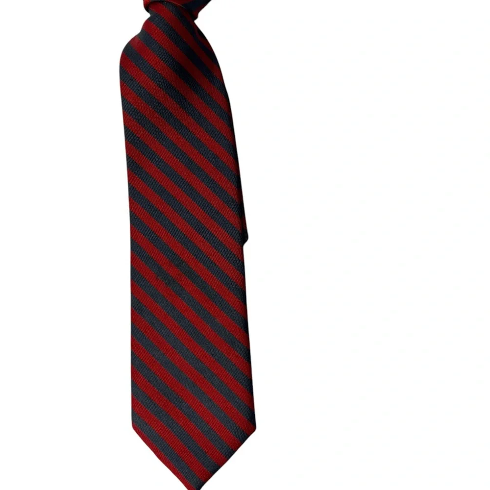 Little Boys Toddler Navy & Red Stripe Clip On Tie 10